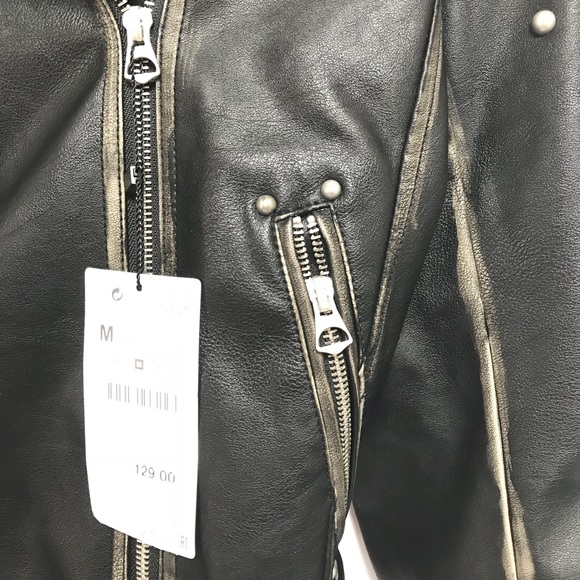 Rare Zara Faux Leather Jacket detachable hoodie - Picture 5 of 6